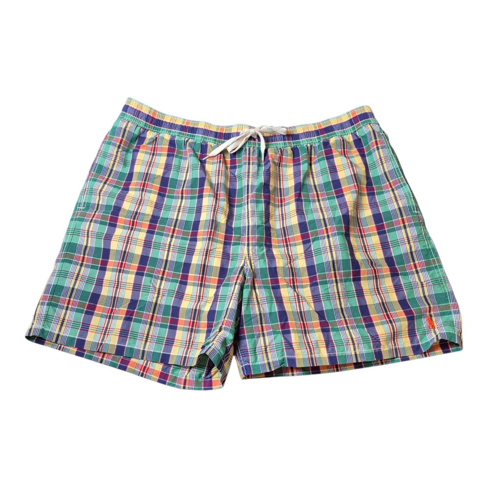 Polo Ralph Lauren Swimwear Plaid Swin Trunks Lined Drawstring Men's 3XB EUC‎